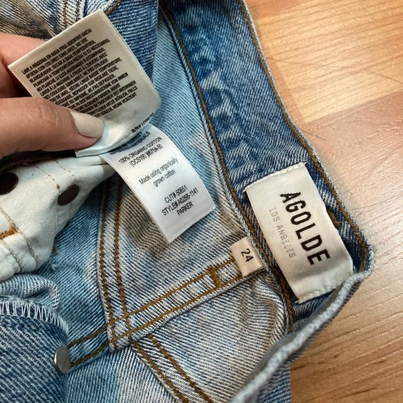 Agolde Parker high waisted shorts in Riptide 24 - Picture 6 of 13